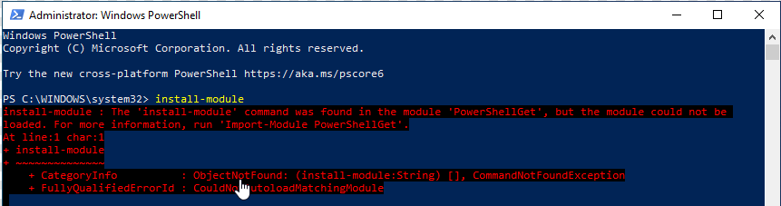 PowerShell module error PowerShell module